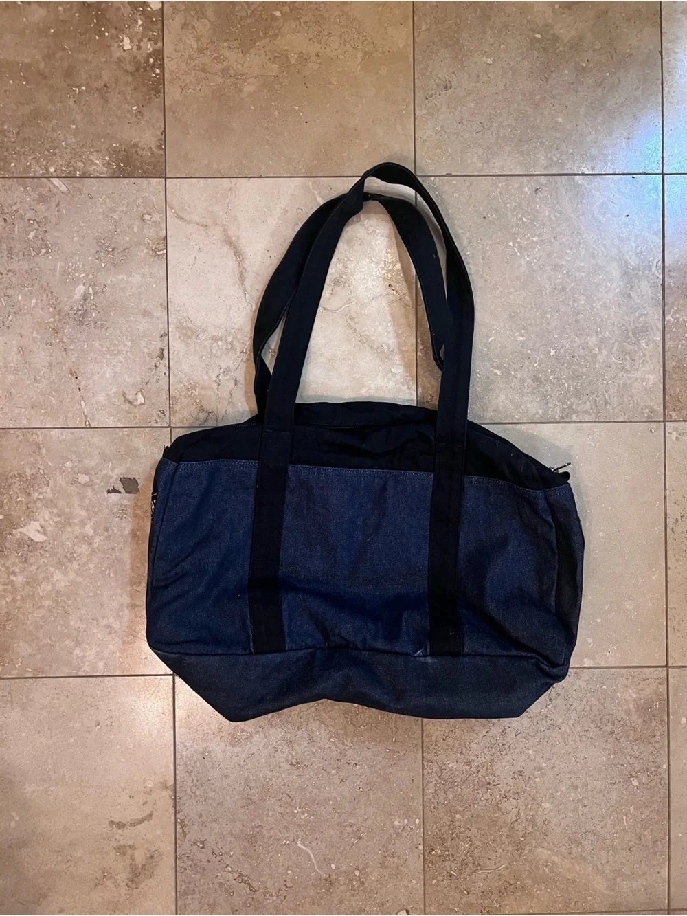 liberty Navy Canvas Duffel Bag with Black Straps
